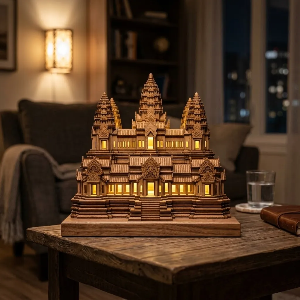 Wooden Angkor Wat Night Light