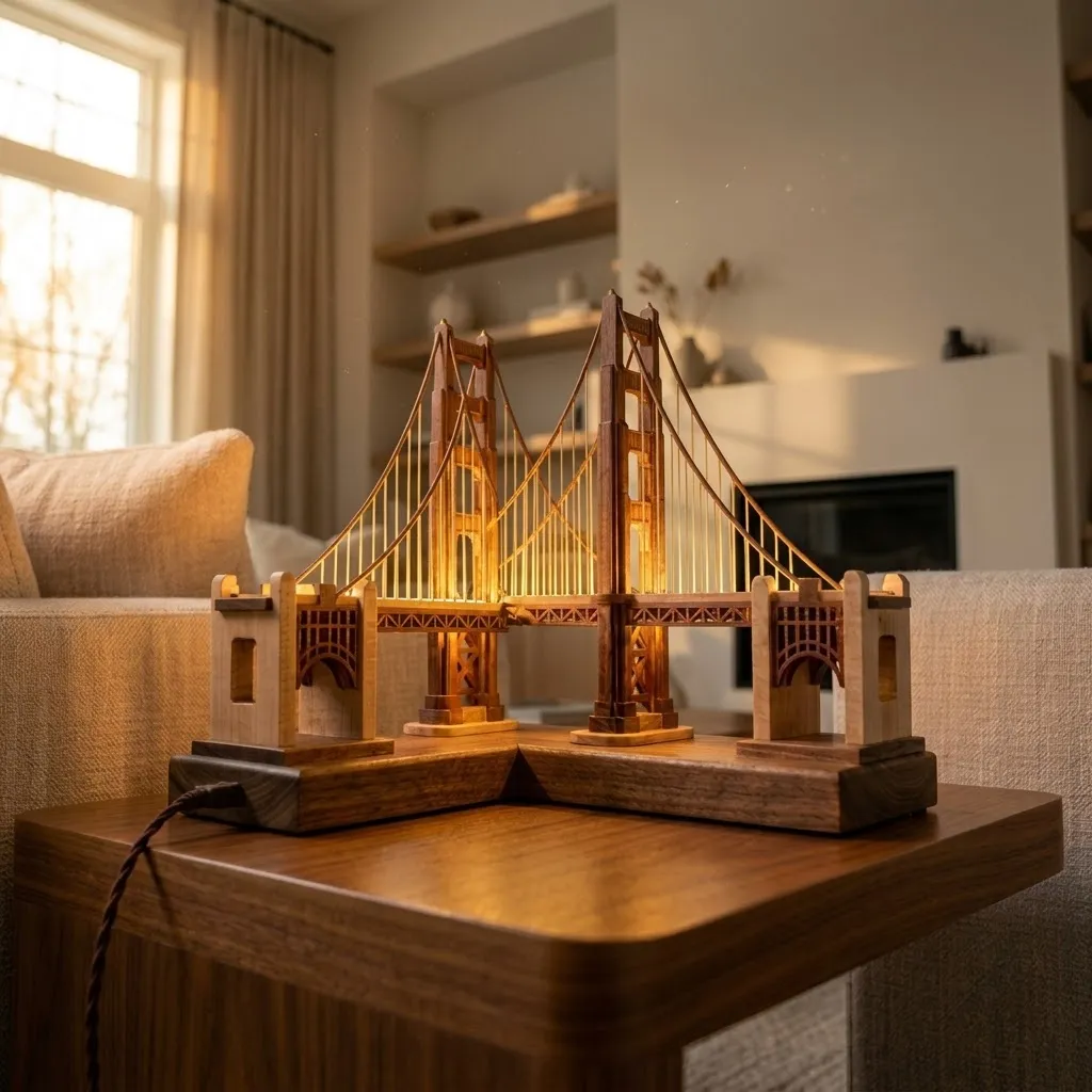 Wooden Golden Gate Bridge Night Light
