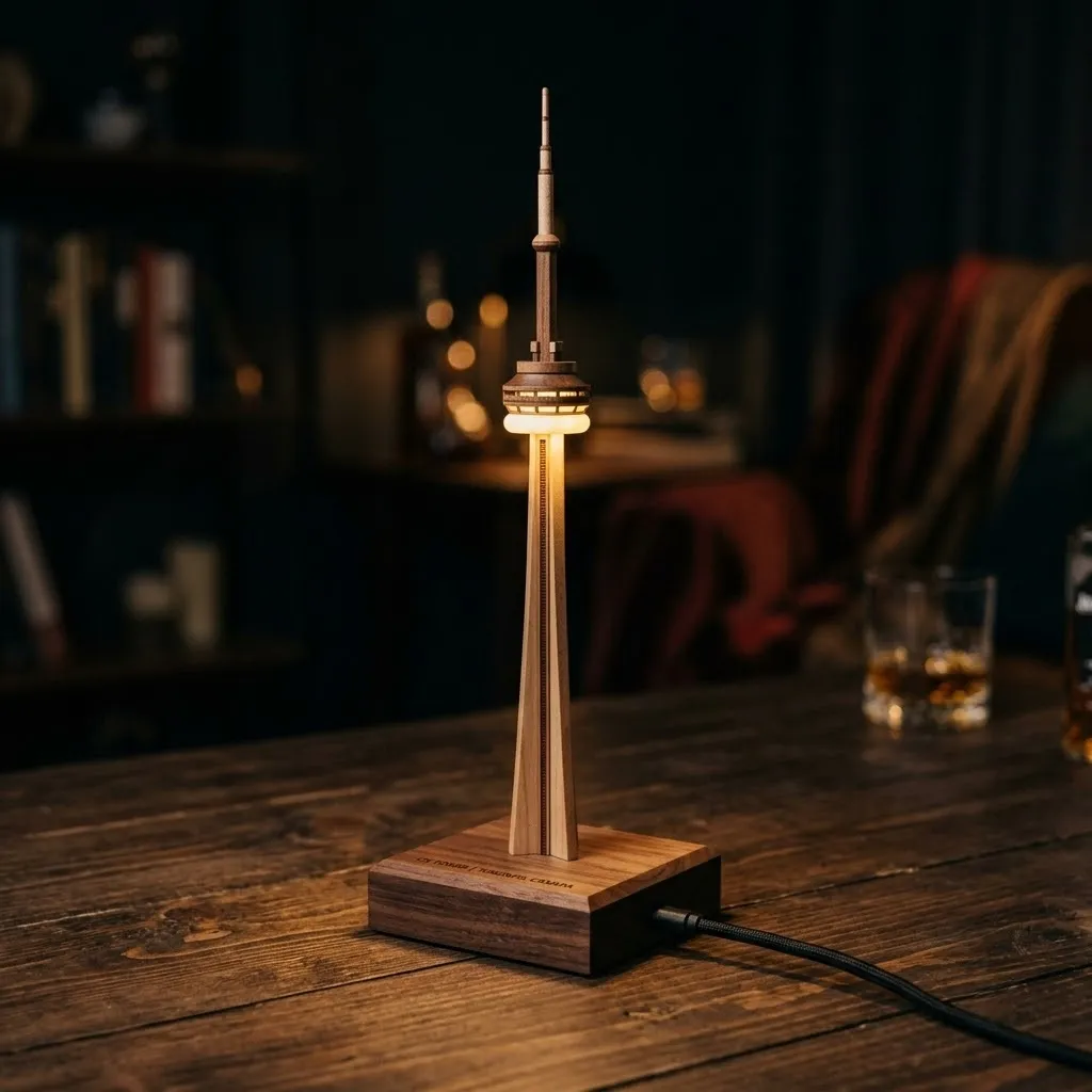 Wooden CN Tower Night Light