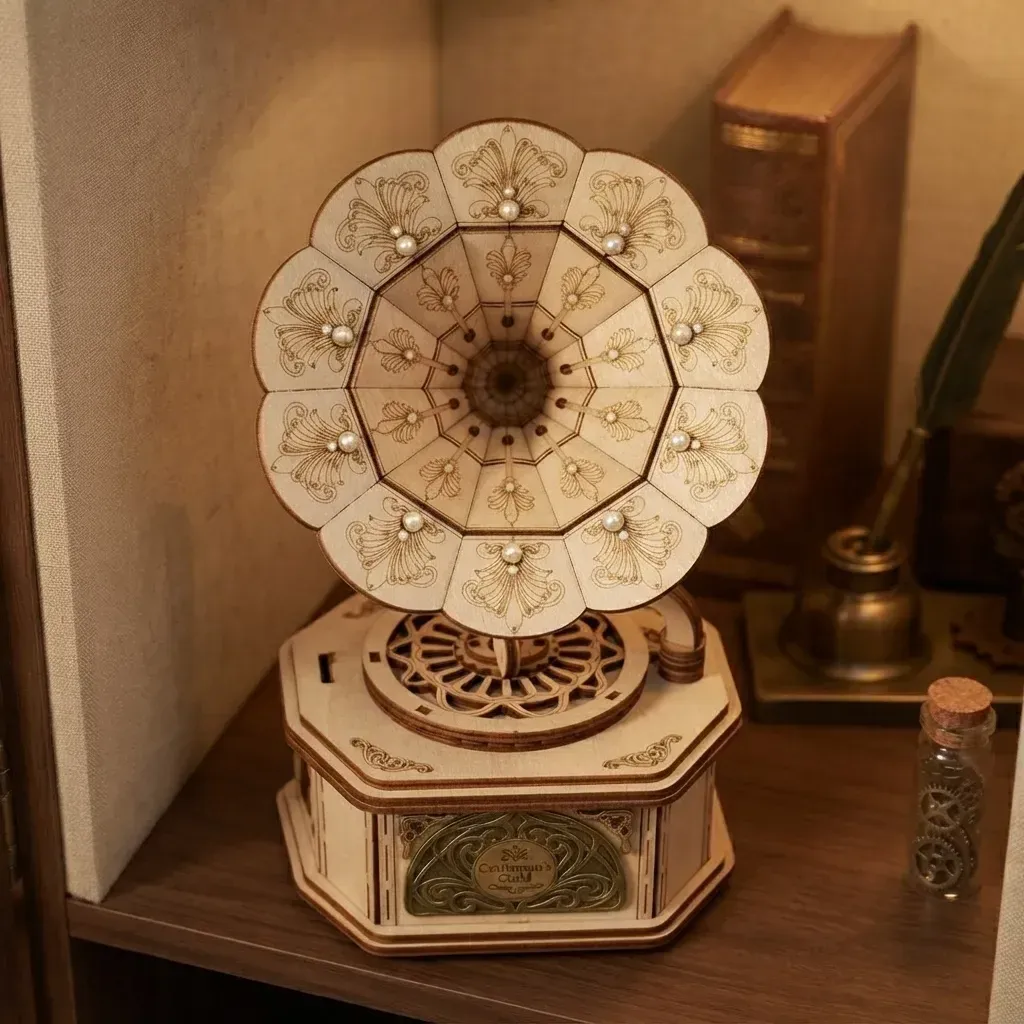 Wooden Mechanical Puzzles Gramophone