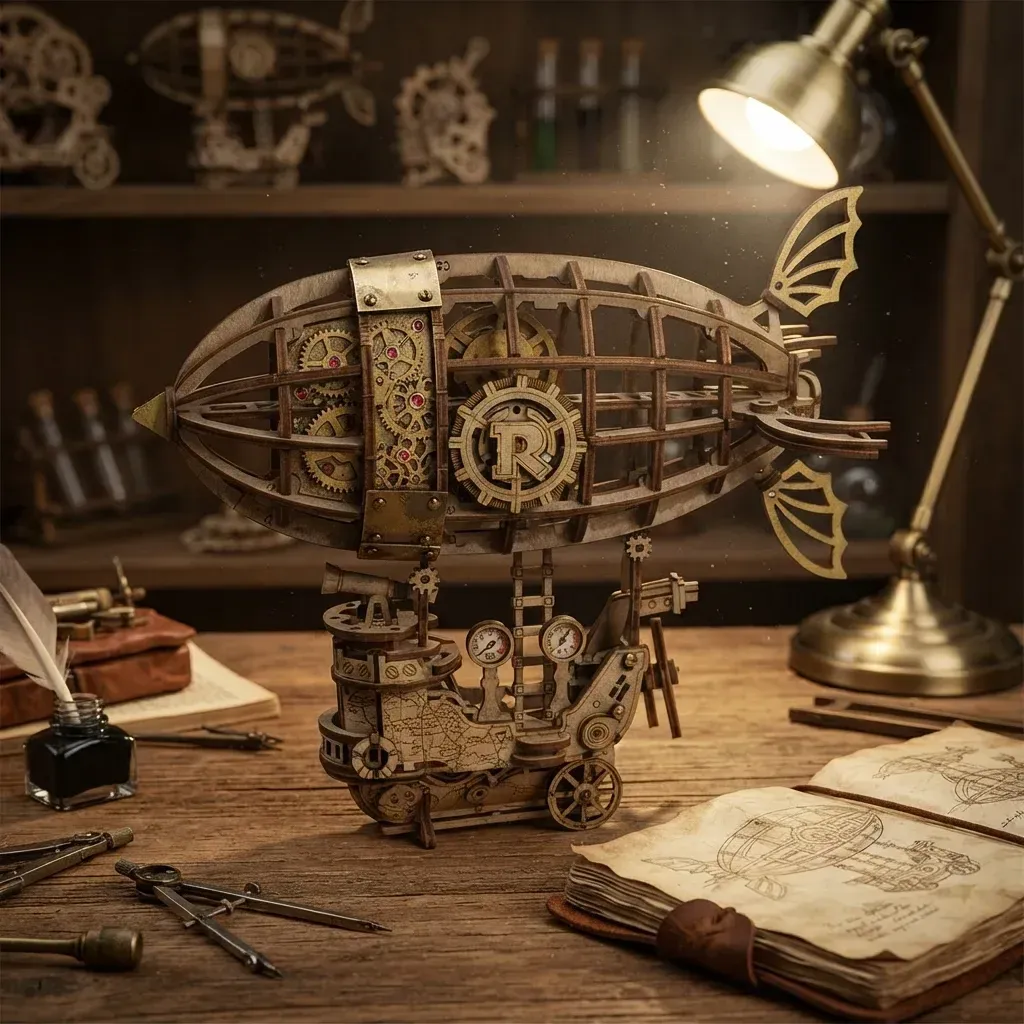 Wooden Mechanical Puzzles Steampunk Airship